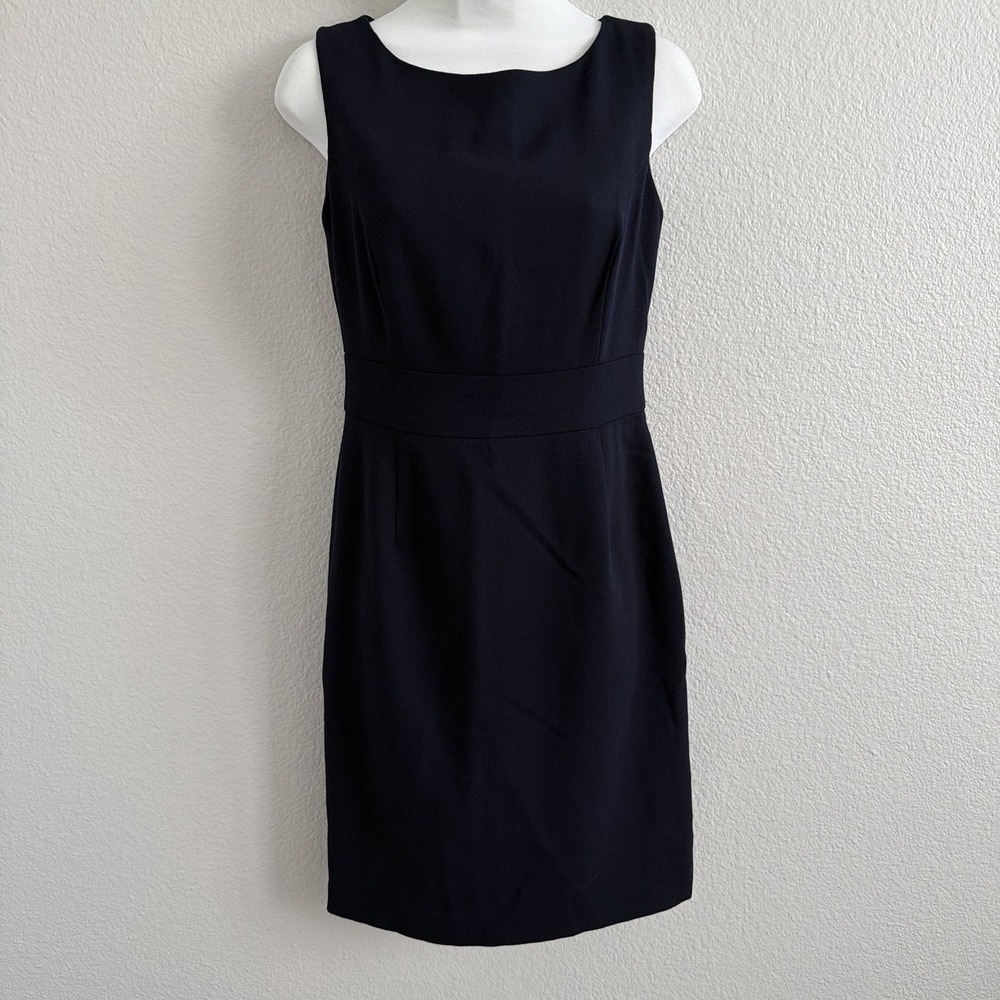 Vintage Talbots Petite 6 Dress Sheath Navy 100% Wool Midi Old Money Preppy Lined